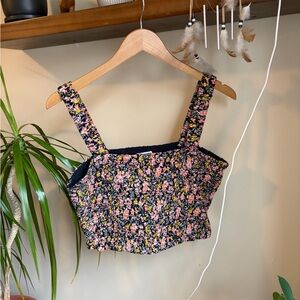 American Eagle ruched floral crop top